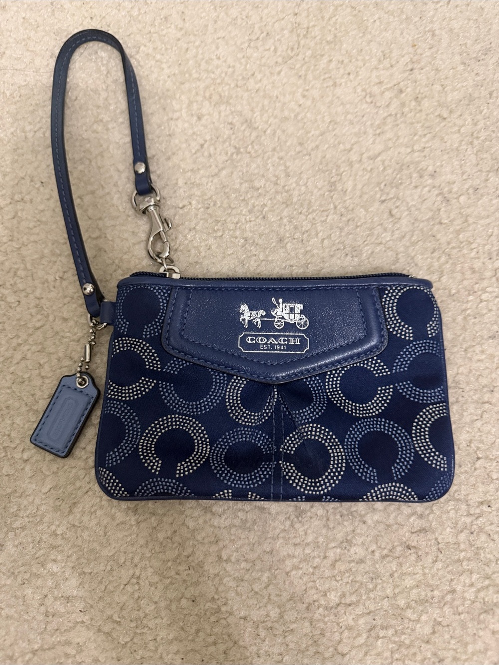 Vintage Coach Navy Signature Wristlet with Logo